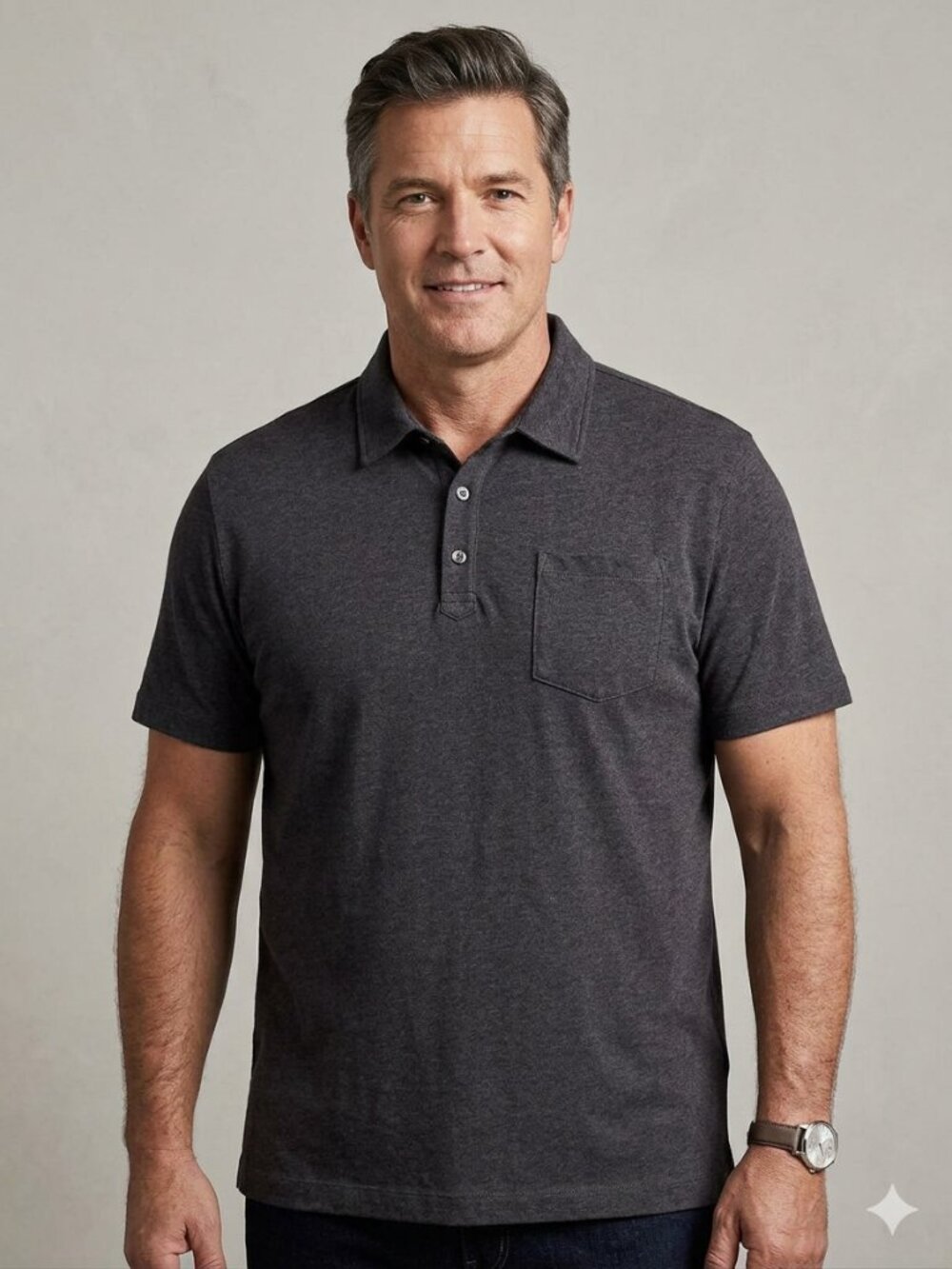 NWT Banana Republic Wicking Pique Polo Shirt - Dark Gray Heather - SIZE XL